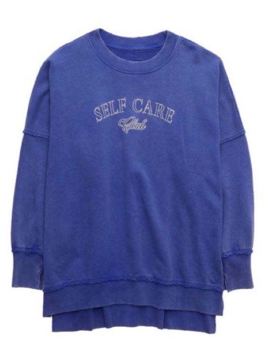 Aerie blue oversized Crewneck Sweatshirt - Self Care Club - Picture 2 of 10
